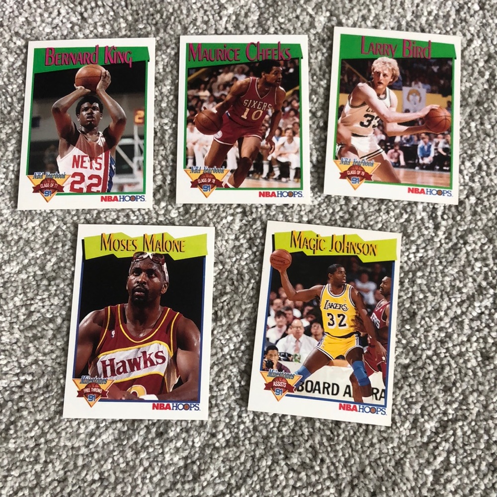 💕5 1991 nba hoops milestones & yearbook cards